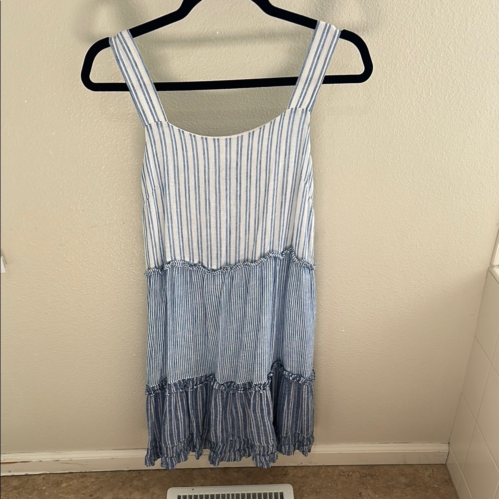 Rails Striped Blue and White Sleeveless Dress.  Lined, adorable mini dress.